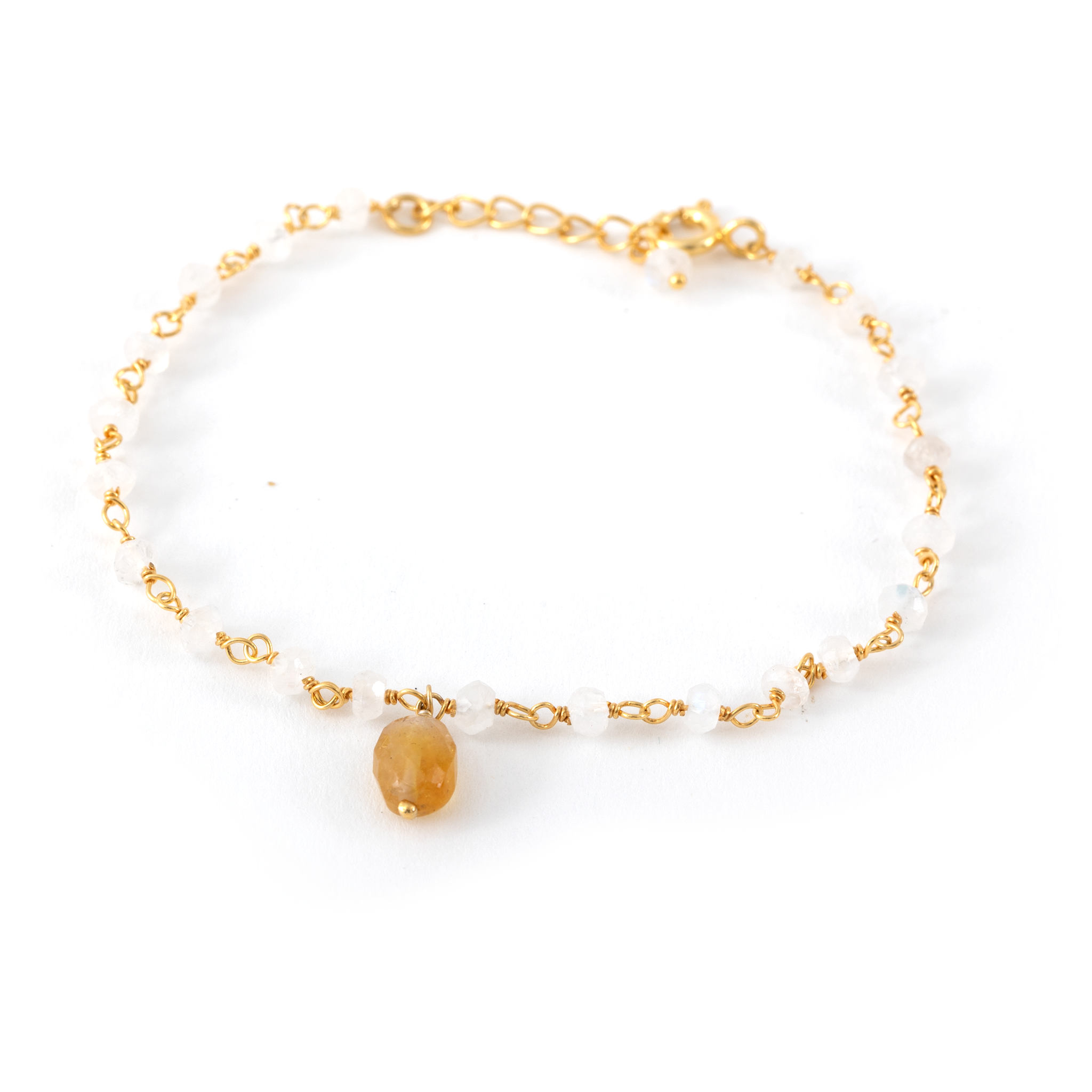 White Rainbow Stones and Yellow Sapphire